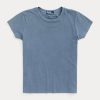 Camisetas de cuello redondo de algodón orgánico Ralph Lauren para mujer en color azul Camisetas de cuello redondo de algodón orgánico Ralph Lauren para mujer en color azul