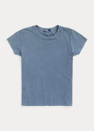 Camisetas de cuello redondo de algodón orgánico Ralph Lauren para mujer en color azul Camisetas de cuello redondo de algodón orgánico Ralph Lauren para mujer en color azul