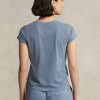 Camisetas de cuello redondo de algodón orgánico Ralph Lauren para mujer en color azul Camisetas de cuello redondo de algodón orgánico Ralph Lauren para mujer en color azul