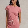 Camisetas de cuello redondo de algodón orgánico Ralph Lauren rosas para mujer Camisetas de cuello redondo de algodón orgánico Ralph Lauren rosas para mujer