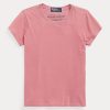 Camisetas de cuello redondo de algodón orgánico Ralph Lauren rosas para mujer Camisetas de cuello redondo de algodón orgánico Ralph Lauren rosas para mujer
