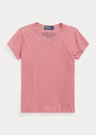 Camisetas de cuello redondo de algodón orgánico Ralph Lauren rosas para mujer Camisetas de cuello redondo de algodón orgánico Ralph Lauren rosas para mujer