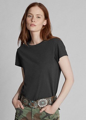 Camisetas de cuello redondo de algodón Ralph Lauren para mujer, color negro Camisetas de cuello redondo de algodón Ralph Lauren para mujer, color negro