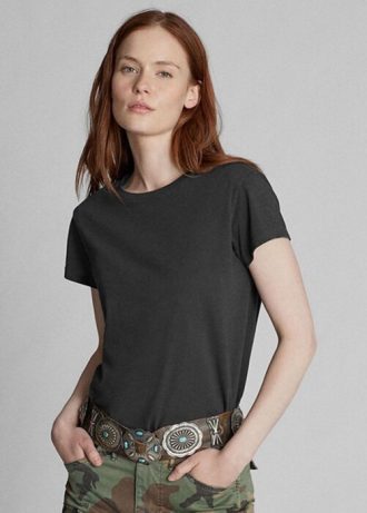 Camisetas de cuello redondo de algodón Ralph Lauren para mujer, color negro Camisetas de cuello redondo de algodón Ralph Lauren para mujer, color negro
