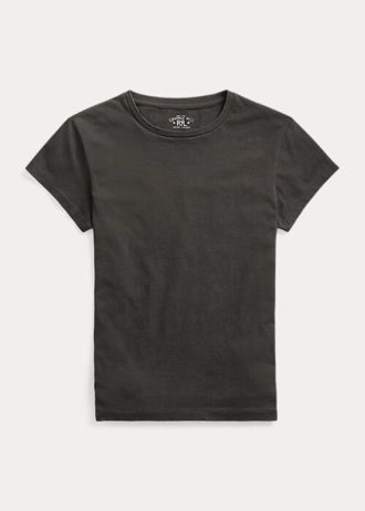 Camisetas de cuello redondo de algodón Ralph Lauren para mujer, color negro Camisetas de cuello redondo de algodón Ralph Lauren para mujer, color negro
