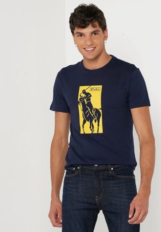 Camisetas de cuello redondo estampadas Ralph Lauren para hombre en azul marino