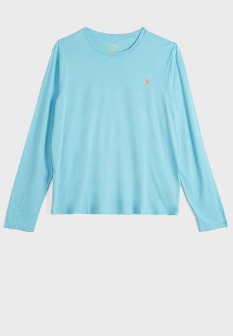 Camisetas de cuello redondo Ralph Lauren azules para mujer Camisetas de cuello redondo Ralph Lauren azules para mujer