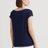 Camisetas de jersey gráfico Ralph Lauren para mujer en azul marino Camisetas de jersey gráfico Ralph Lauren para mujer en azul marino