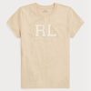 Camisetas de jersey Ralph Lauren RL con apliques de gamuza beige para mujer Camisetas de jersey Ralph Lauren RL con apliques de gamuza beige para mujer