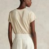 Camisetas de jersey Ralph Lauren RL con apliques de gamuza beige para mujer Camisetas de jersey Ralph Lauren RL con apliques de gamuza beige para mujer