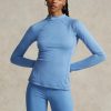 Camisetas de manga larga con cuello alto y logo de Ralph Lauren para mujer en azul Camisetas de manga larga con cuello alto y logo de Ralph Lauren para mujer en azul