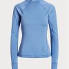 Camisetas de manga larga con cuello alto y logo de Ralph Lauren para mujer en azul Camisetas de manga larga con cuello alto y logo de Ralph Lauren para mujer en azul