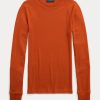 Camisetas de manga larga con ribete de ante acanalado de Ralph Lauren para mujer en color naranja Camisetas de manga larga con ribete de ante acanalado de Ralph Lauren para mujer en color naranja