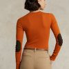 Camisetas de manga larga con ribete de ante acanalado de Ralph Lauren para mujer en color naranja Camisetas de manga larga con ribete de ante acanalado de Ralph Lauren para mujer en color naranja