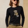 Camisetas de manga larga de algodón Ralph Lauren Utility Bear para mujer, color negro Camisetas de manga larga de algodón Ralph Lauren Utility Bear para mujer, color negro