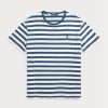 Camisetas de punto a rayas de corte clásico Ralph Lauren para hombre en azul Camisetas de punto a rayas de corte clásico Ralph Lauren para hombre en azul