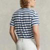 Camisetas de punto a rayas de corte clásico Ralph Lauren para hombre en azul Camisetas de punto a rayas de corte clásico Ralph Lauren para hombre en azul