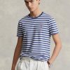 Camisetas de punto a rayas Ralph Lauren de corte entallado para hombre en azul Camisetas de punto a rayas Ralph Lauren de corte entallado para hombre en azul