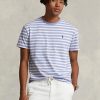 Camisetas de punto a rayas Ralph Lauren de corte entallado para hombre en azul