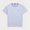 Camisetas de punto a rayas Ralph Lauren de corte entallado para hombre en azul