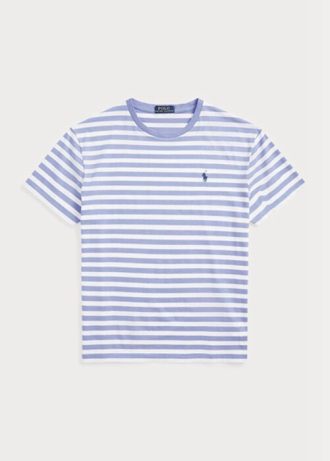 Camisetas de punto a rayas Ralph Lauren de corte entallado para hombre en azul