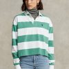 Camisetas de rugby cortas a rayas verdes de Ralph Lauren para mujer Camisetas de rugby cortas a rayas verdes de Ralph Lauren para mujer