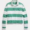 Camisetas de rugby cortas a rayas verdes de Ralph Lauren para mujer Camisetas de rugby cortas a rayas verdes de Ralph Lauren para mujer