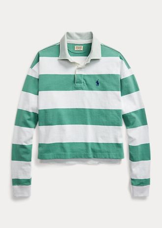 Camisetas de rugby cortas a rayas verdes de Ralph Lauren para mujer