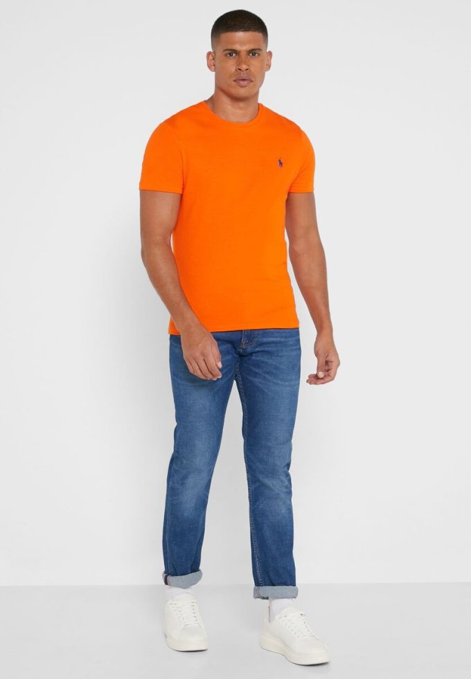 Camisetas esenciales de cuello redondo Ralph Lauren para hombre en color naranja Camisetas esenciales de cuello redondo Ralph Lauren para hombre en color naranja