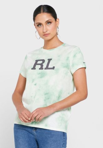 Camisetas gráficas de cuello redondo Ralph Lauren verdes para mujer