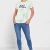 Camisetas gráficas de cuello redondo Ralph Lauren verdes para mujer Camisetas gráficas de cuello redondo Ralph Lauren verdes para mujer