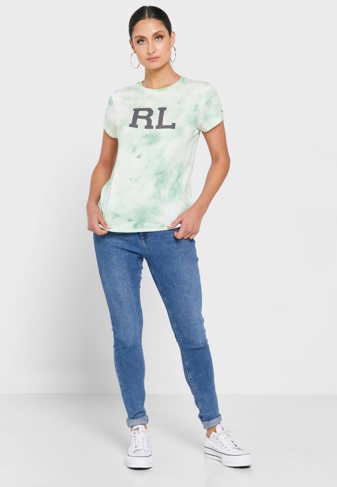 Camisetas gráficas de cuello redondo Ralph Lauren verdes para mujer Camisetas gráficas de cuello redondo Ralph Lauren verdes para mujer
