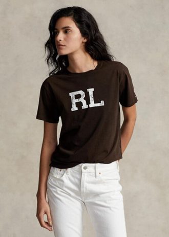 Camisetas marrones con el logotipo de Ralph Lauren RL para mujer