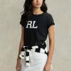Camisetas negras con el logotipo de Ralph Lauren RL para mujer Camisetas negras con el logotipo de Ralph Lauren RL para mujer