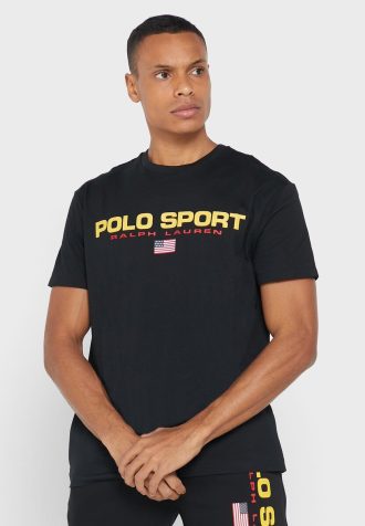 Camisetas negras de cuello redondo con el logotipo de Ralph Lauren para hombre