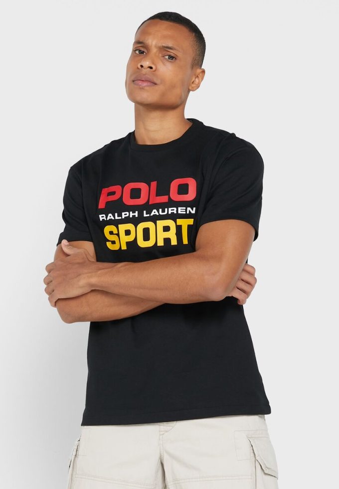 Camisetas negras de cuello redondo con el logotipo de Ralph Lauren para hombre