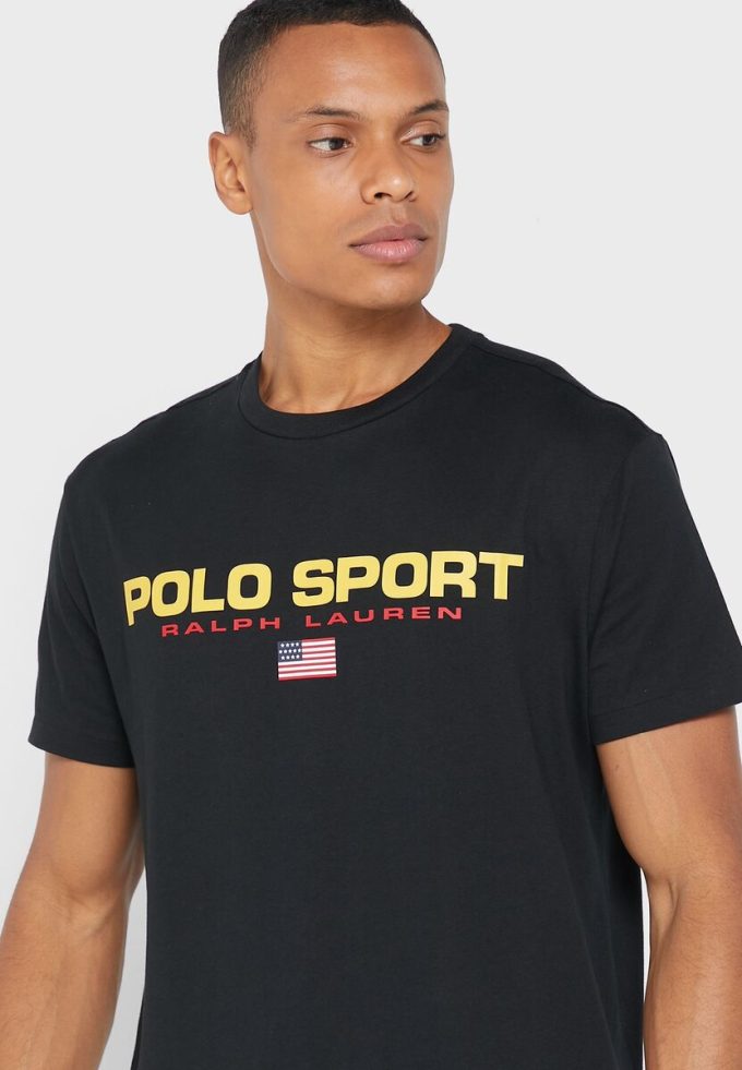 Camisetas negras de cuello redondo con el logotipo de Ralph Lauren para hombre