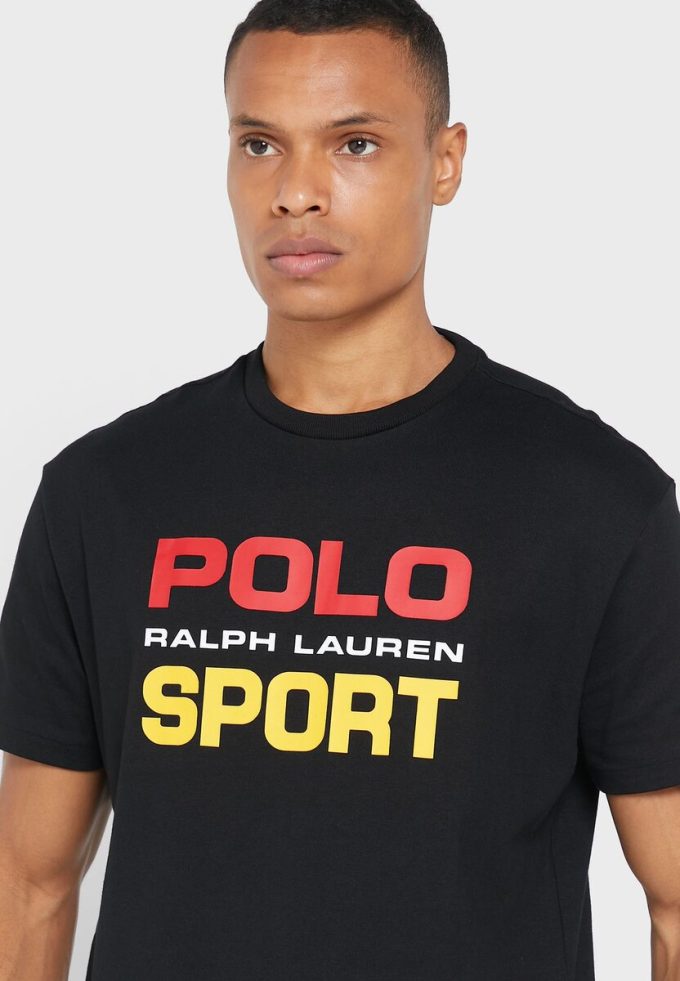 Camisetas negras de cuello redondo con el logotipo de Ralph Lauren para hombre