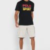Camisetas negras de cuello redondo con el logotipo de Ralph Lauren para hombre