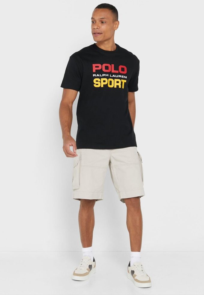 Camisetas negras de cuello redondo con el logotipo de Ralph Lauren para hombre