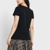 Camisetas negras de cuello redondo con logotipo de Ralph Lauren para mujer Camisetas negras de cuello redondo con logotipo de Ralph Lauren para mujer