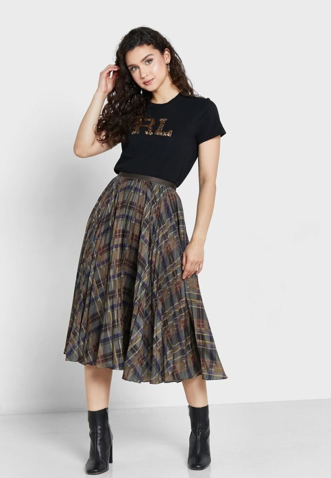 Camisetas negras de cuello redondo con logotipo de Ralph Lauren para mujer Camisetas negras de cuello redondo con logotipo de Ralph Lauren para mujer