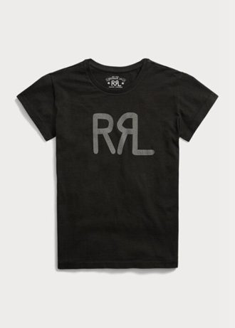 Camisetas negras de jersey de algodón con el logotipo de Ralph Lauren para mujer