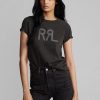 Camisetas negras de jersey de algodón con el logotipo de Ralph Lauren para mujer Camisetas negras de jersey de algodón con el logotipo de Ralph Lauren para mujer