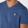Camisetas Ralph Lauren azules con cuello en V y logo en el pecho para hombre Camisetas Ralph Lauren azules con cuello en V y logo en el pecho para hombre