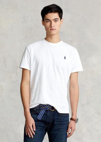Camisetas Ralph Lauren blancas de cuello redondo y corte clásico para hombre Camisetas Ralph Lauren blancas de cuello redondo y corte clásico para hombre