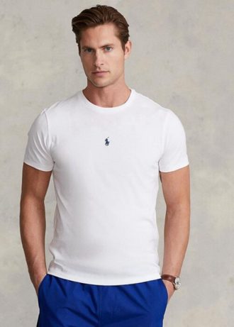 Camisetas Ralph Lauren blancas de cuello redondo y corte entallado para hombre Camisetas Ralph Lauren blancas de cuello redondo y corte entallado para hombre