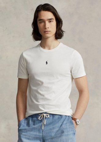 Camisetas Ralph Lauren blancas de cuello redondo y corte entallado para hombre Camisetas Ralph Lauren blancas de cuello redondo y corte entallado para hombre
