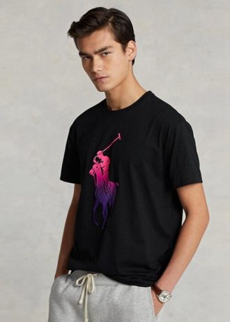 Camisetas Ralph Lauren Classic Fit Big Pony para hombre, color negro Camisetas Ralph Lauren Classic Fit Big Pony para hombre, color negro