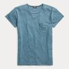 Camisetas Ralph Lauren de algodón índigo con bolsillo para mujer en azul Camisetas Ralph Lauren de algodón índigo con bolsillo para mujer en azul